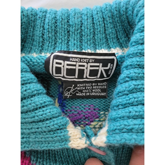 Vintage Rare Berek Wool Knit Horse Carousel Cardigan Sweater M - Picture 8 of 8